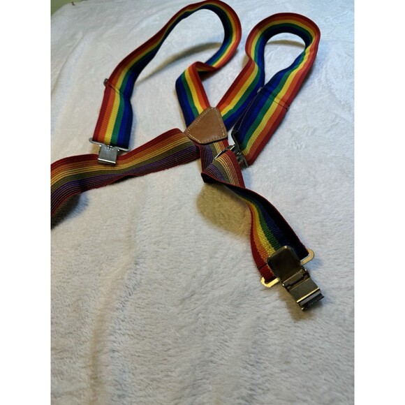 Vintage R & J Rainbow Clip On Suspenders LGBTQI Pride USA - Picture 5 of 6